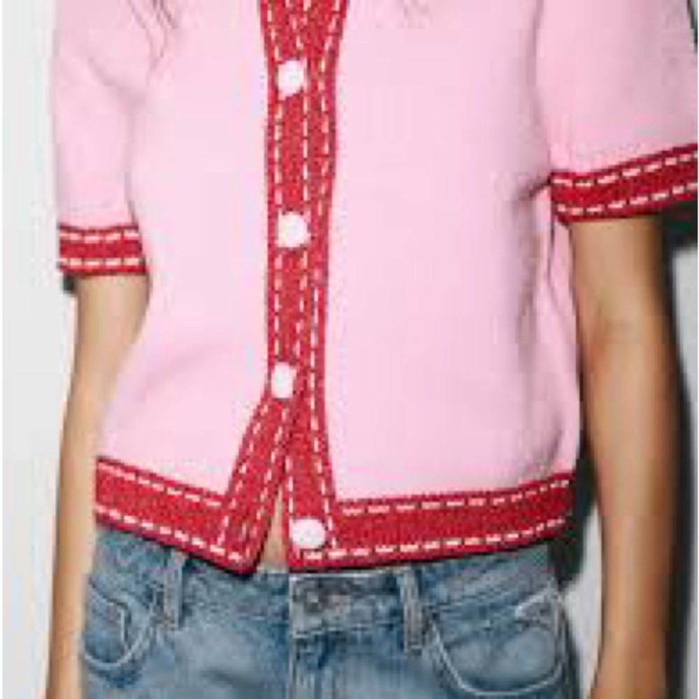Zara Pink and Red Cardigan